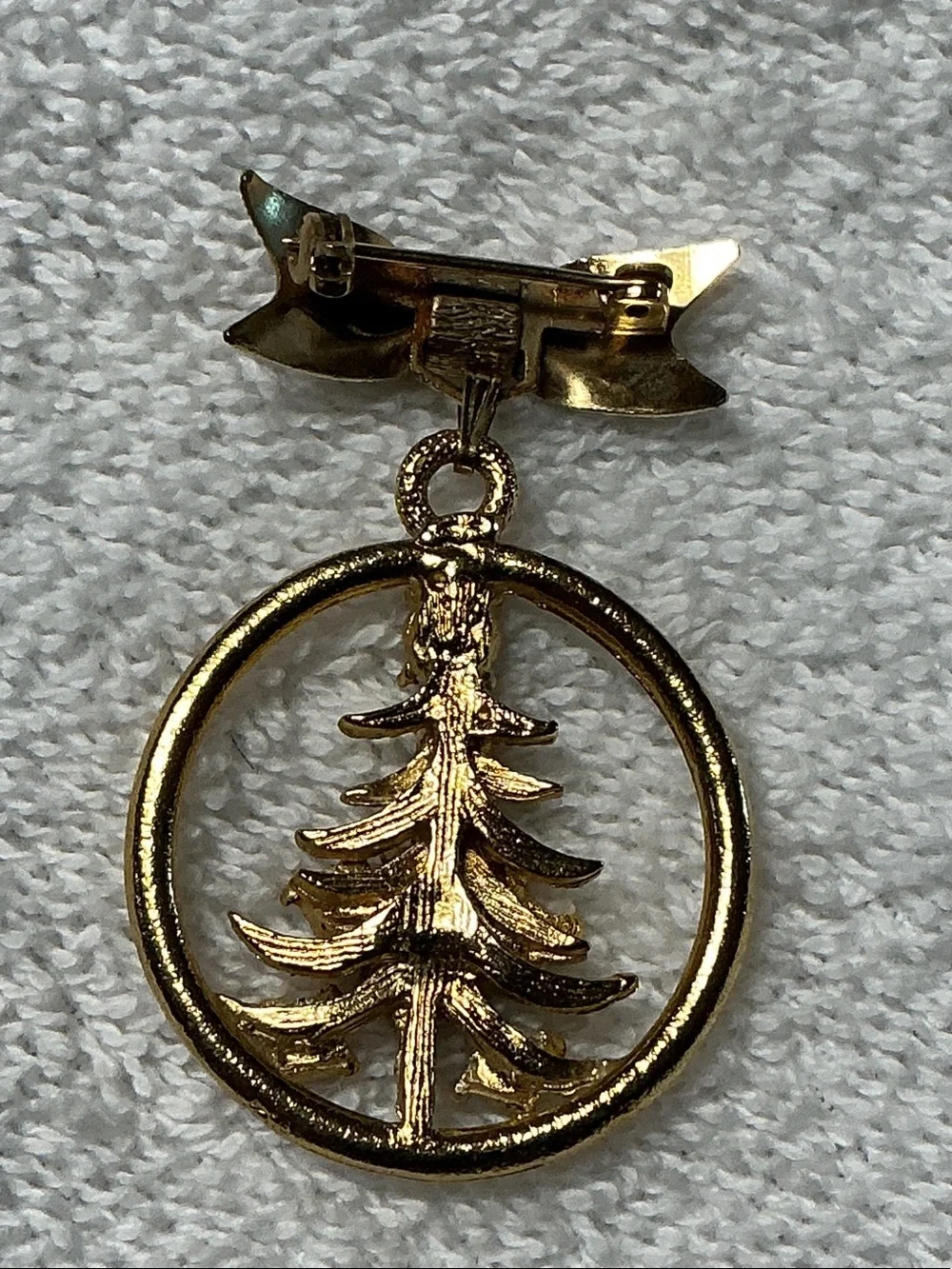 Vintage Christmas Tree Dangle Brooch with Multicolor Stones